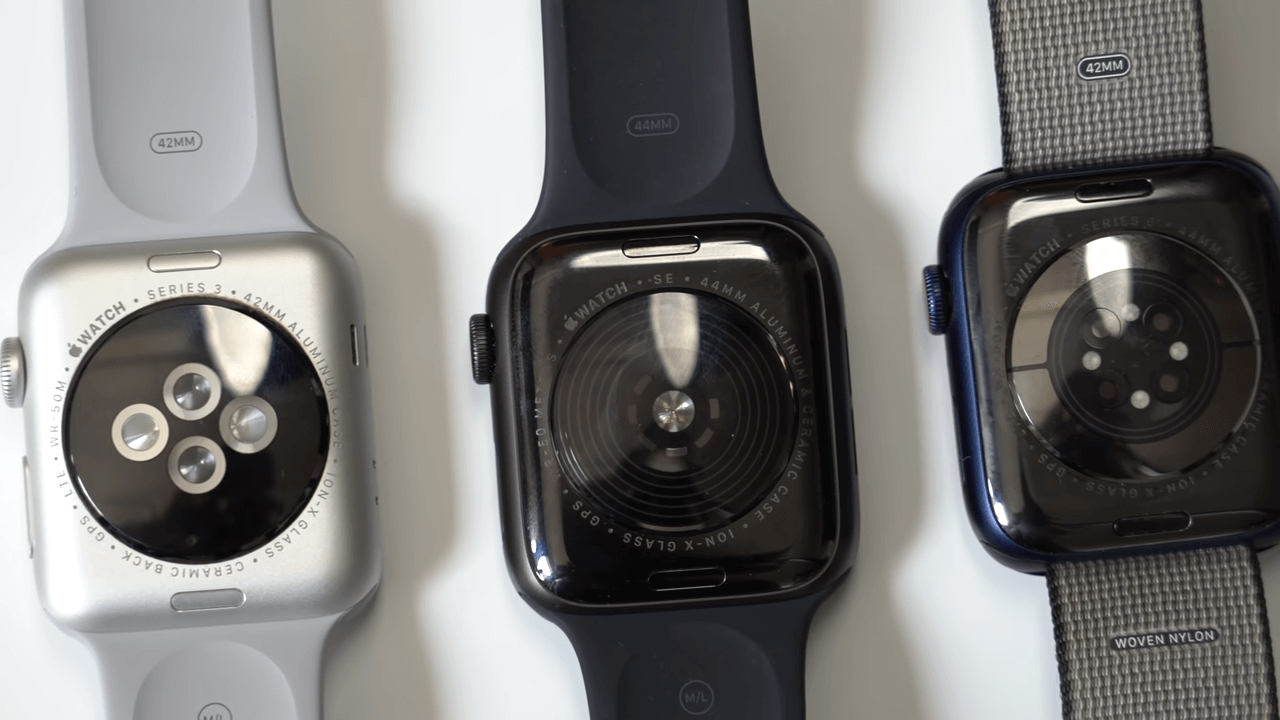 Apple Watch Series 6 vs SE vs Series 3 Rear