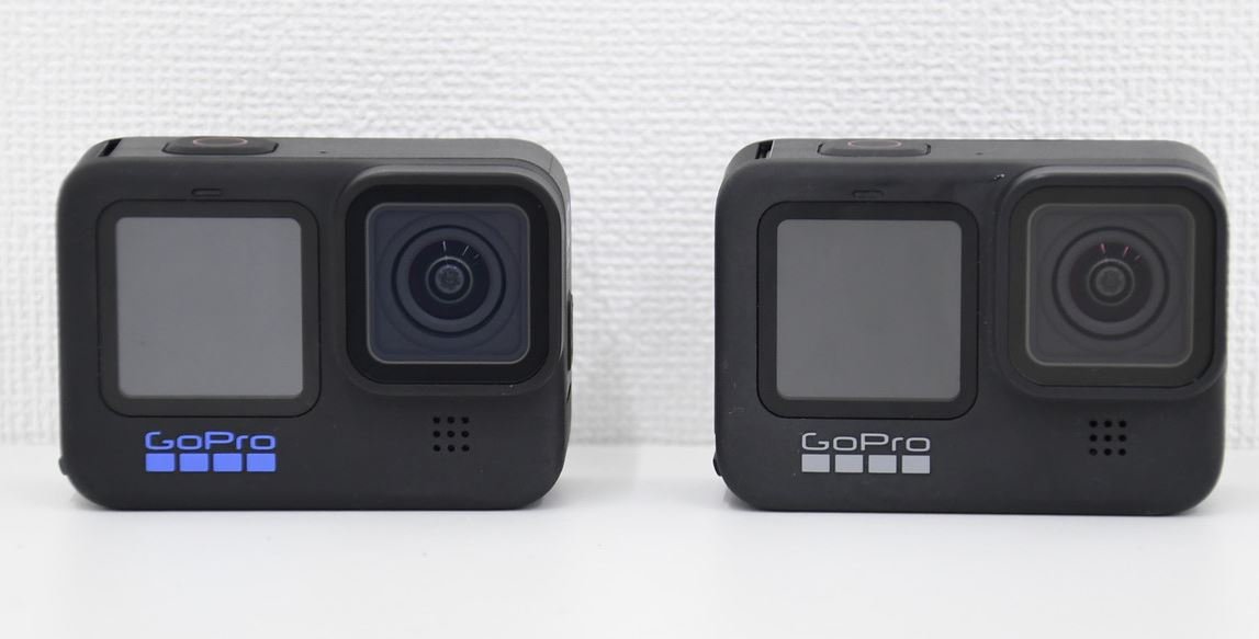The GoPro HERO10 Black has a blue logo. The back is the same