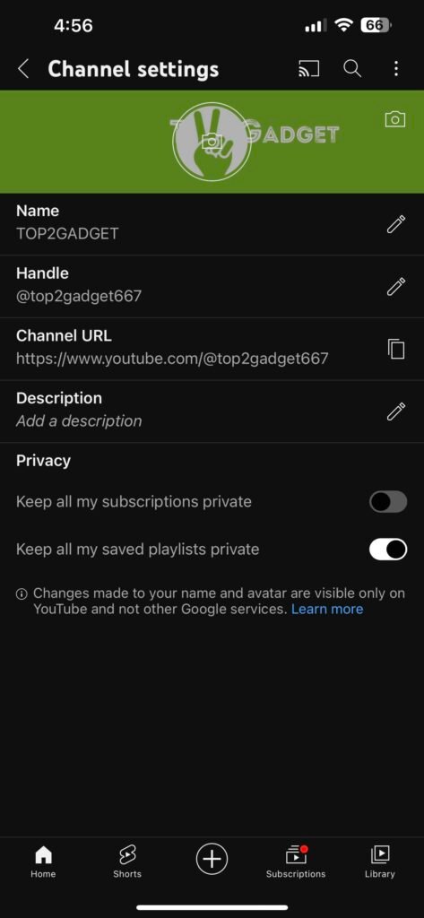 Modify Your Channel Handle