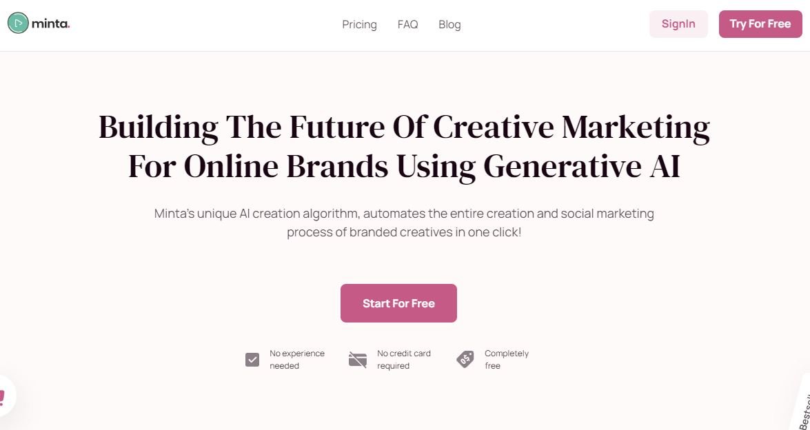 Minta is an AI-powered creative marketing tool specifically designed for e-commerce